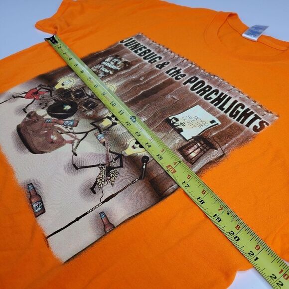 L vintage BLUES BROTHERS GUITAR MILLER LITE Y2K orange TSHIRT LARGE - Picture 5 of 11